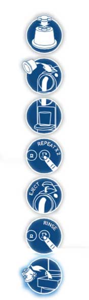 Funcionamiento: 1- Colocar una pastilla de limpieza en la cápsula. 2- Utilizar Su Nespresso normalmente con esta cápsula. 3- Hacer un segundo café sin la cápsula para enclarar.