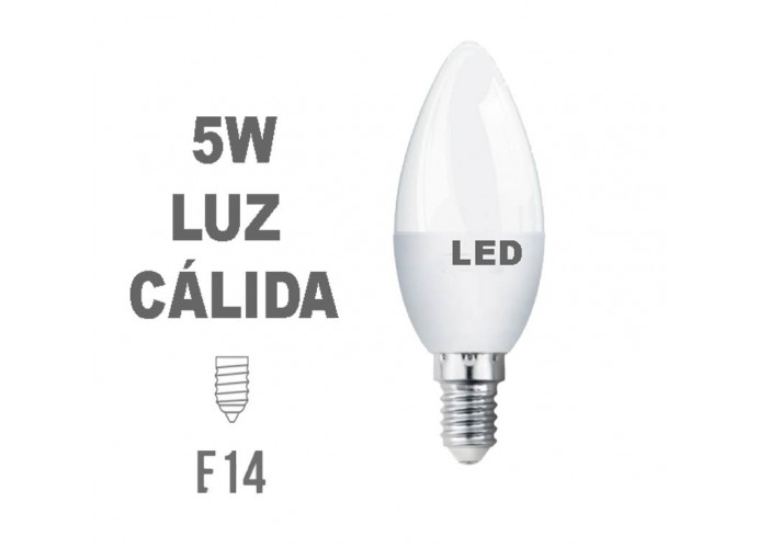 Bombilla LED Vela E14 5w Luz Cálida