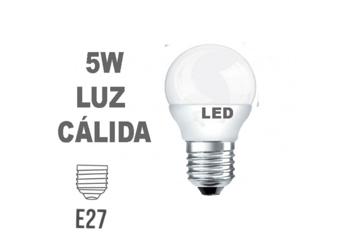 Bombilla LED Esferica E27 5w Luz Cálida