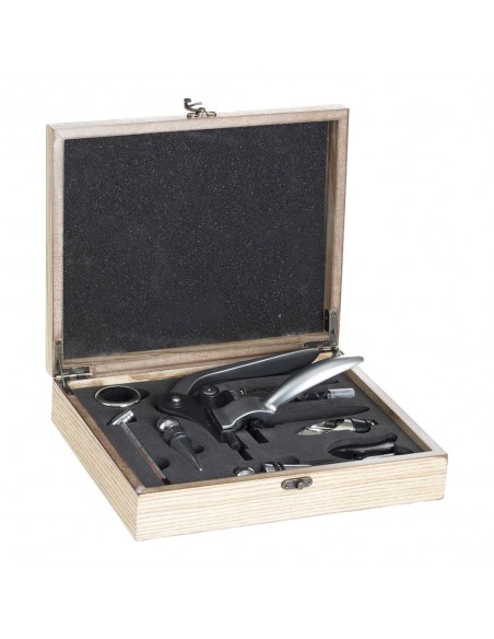 Boîte en bois Kit Sommelier 9 pièces