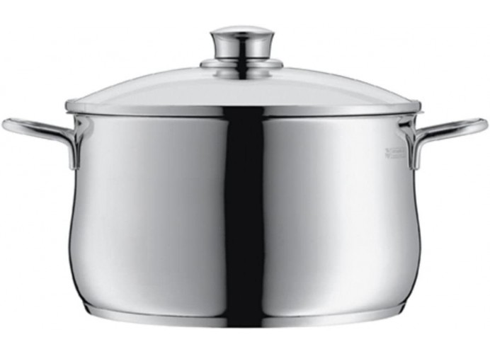 Image of Low Pot WMF Diadem Plus 24cm 6,5L Steel with lid on