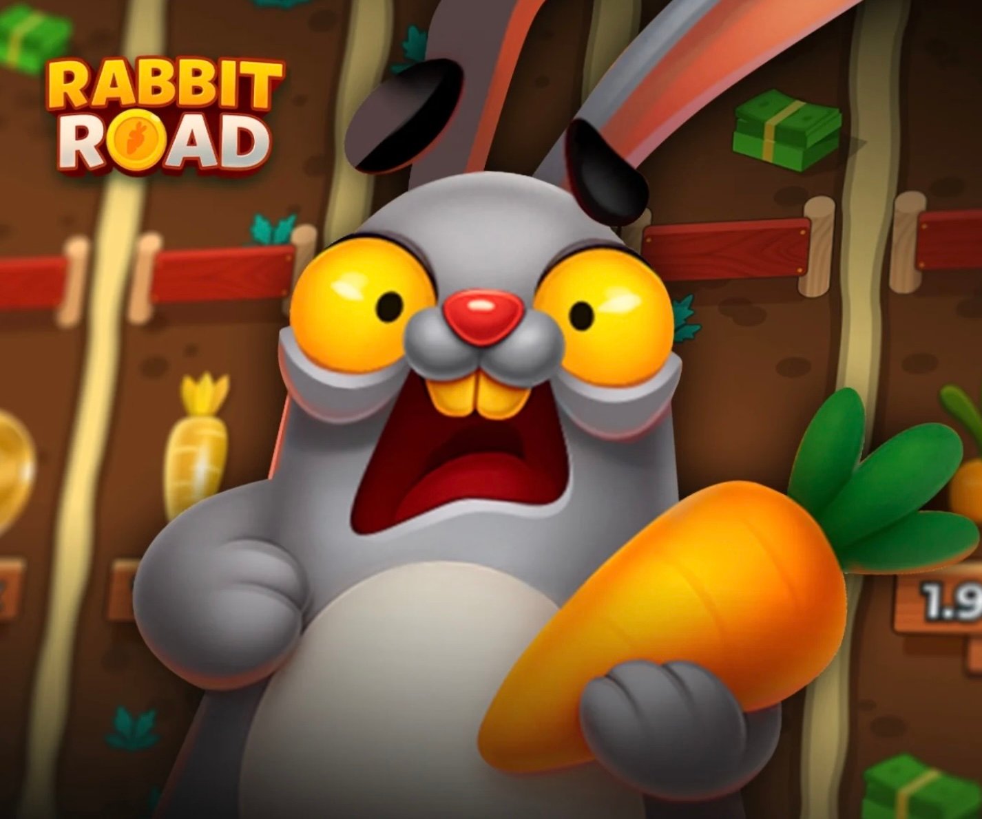 Captura de tela do app Rabbit Road mostrando a interface de jogos
